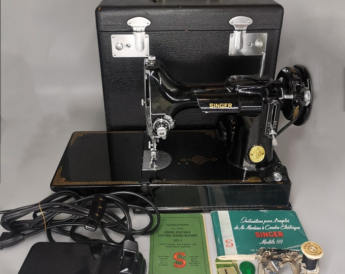 1948 Singer Sewing Machine, Model 2211, Works Well, With Box and Parts