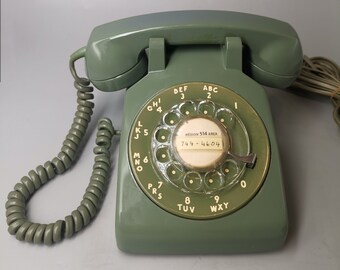 Telefono da tavolo rotante vintage Northern Electric, tipo G3, 1954/1955/1960, verde, buone condizioni vintage, prodotto in Canada, non testato