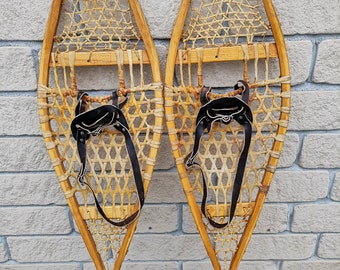 Vintage Kabir Kouba Wooden Snowshoes, 40”*12”,  very good condition, made in Quebec, Canada