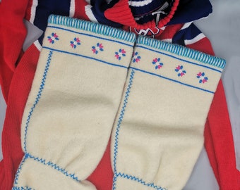 Vintage Canadian Inuit Eskimo Wool Handmade Socks Boot Liners, Foot 9"/Length 19", almost new condition