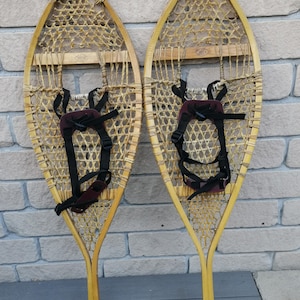 Vintage kanadische Faber Holz-Schneeschuhe, 42 &quot;* 14&quot;, perfekter Zustand, Loretteville, Quebec