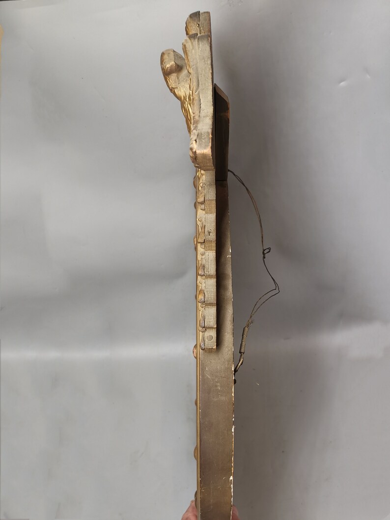 Espelho convexo antigo de madeira com águia americana, 13 colônias, 76 cm de altura/46 cm de diâmetro do espelho, em muito bom estado. imagem 8