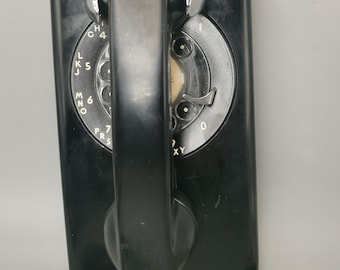 Vintage Black Northern Electric Wall Bakelite phone with wall mount, G3, Patented 1954/1955/1960, good vintage condition, made in Canada