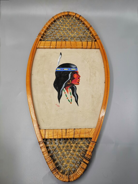 Vintage Bear Paw Snowshoe Decorated With a Portrait of a First - Etsy