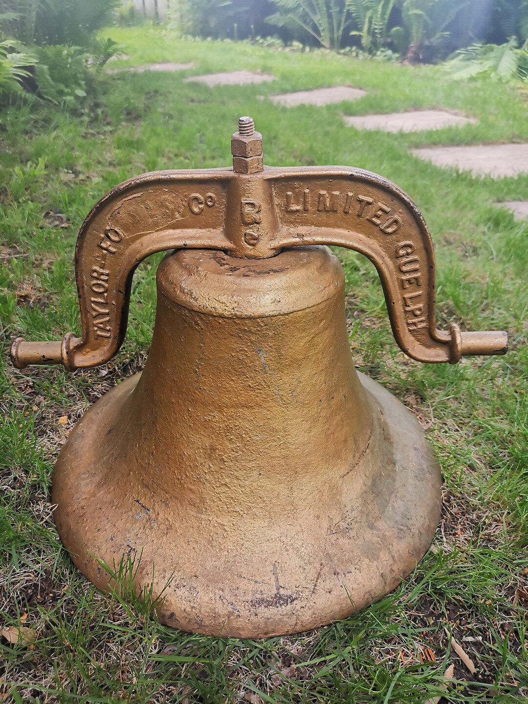Antique Cast Iron Bell, Taylor Forbes Ltd, Guelph, Ont, Canada, a Crack