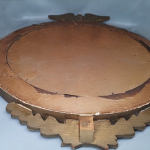 Espelho convexo antigo de madeira com águia americana, 13 colônias, 76 cm de altura/46 cm de diâmetro do espelho, em muito bom estado. imagem 9