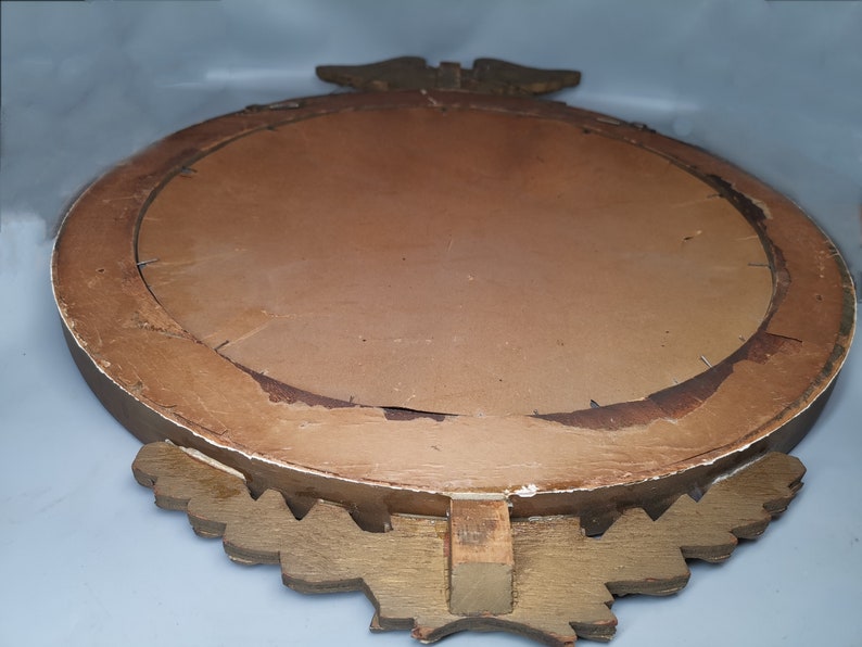 Espelho convexo antigo de madeira com águia americana, 13 colônias, 76 cm de altura/46 cm de diâmetro do espelho, em muito bom estado. imagem 9
