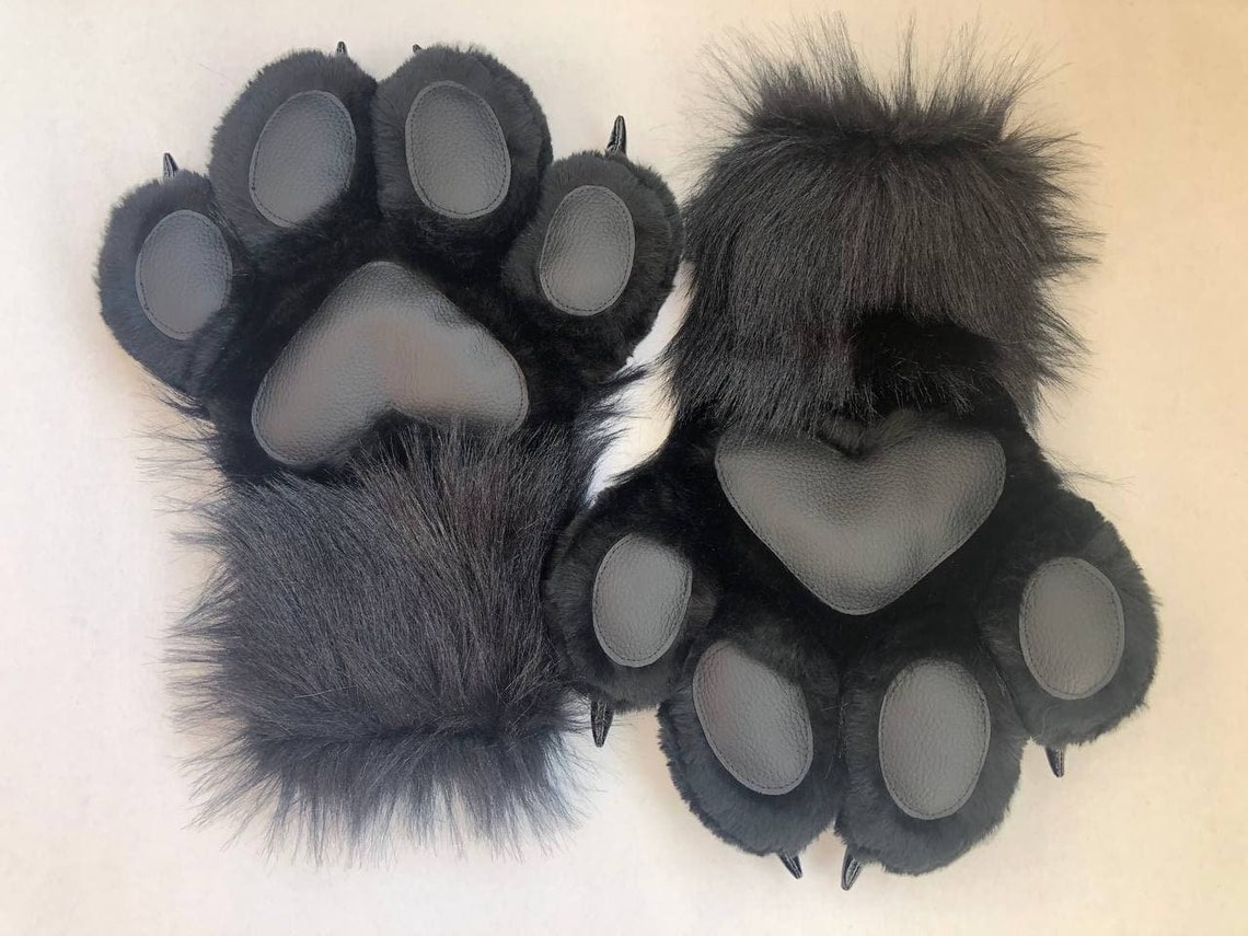 Black Fur Paws With Claws Fursuit Hand Paws Cat Paws Furry Etsy
