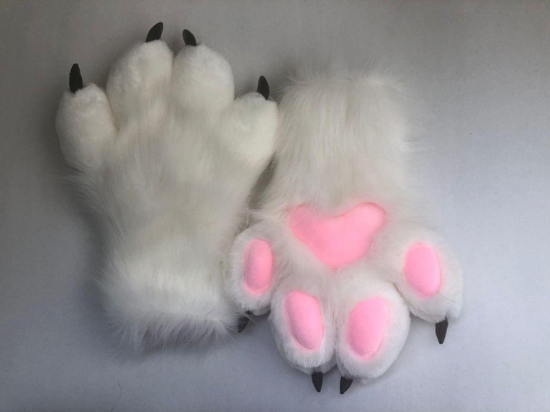 White Fur Paws With Claws Fursuit Hand Paws Cat Paws Furry Etsy