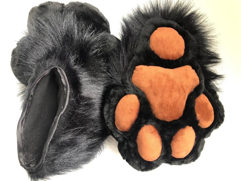 Black Brown Fur Paws Without Claws Indoor Fursuit Feet Paws | Etsy