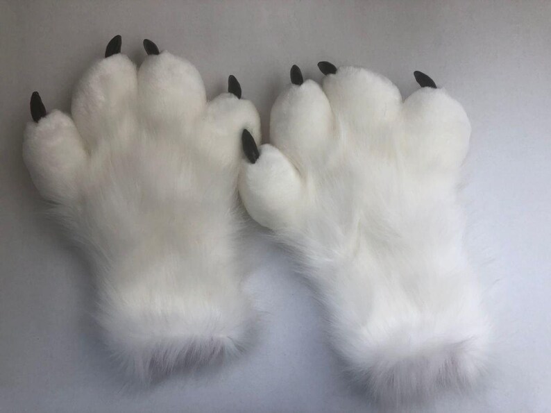 White Fur Paws With Claws Fursuit Hand Paws Cat Paws Furry Etsy