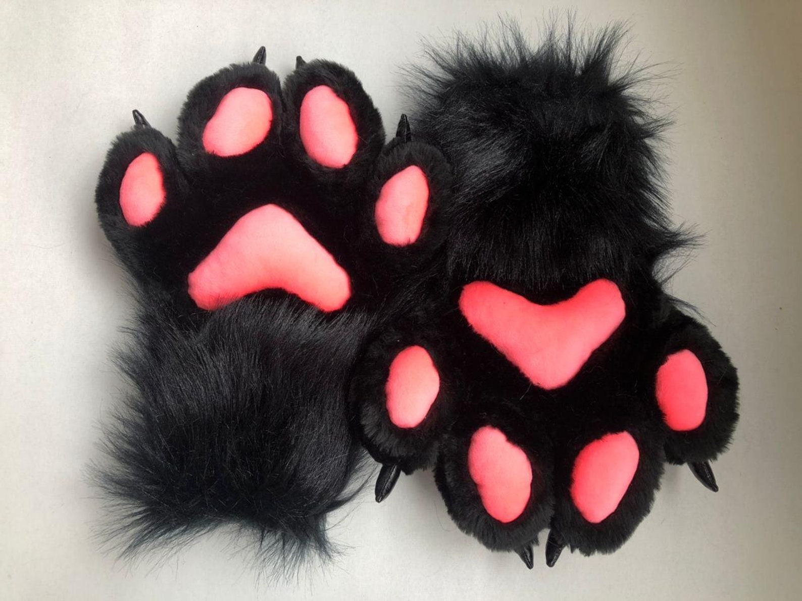 Black Fur Paws With Claws Fursuit Hand Paws Cat Paws Furry Etsy