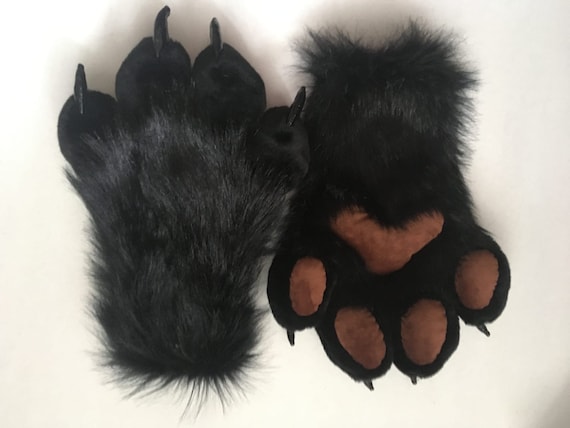 Black Fur Paws With Claws Fursuit Hand Paws Cat Paws Furry | Etsy