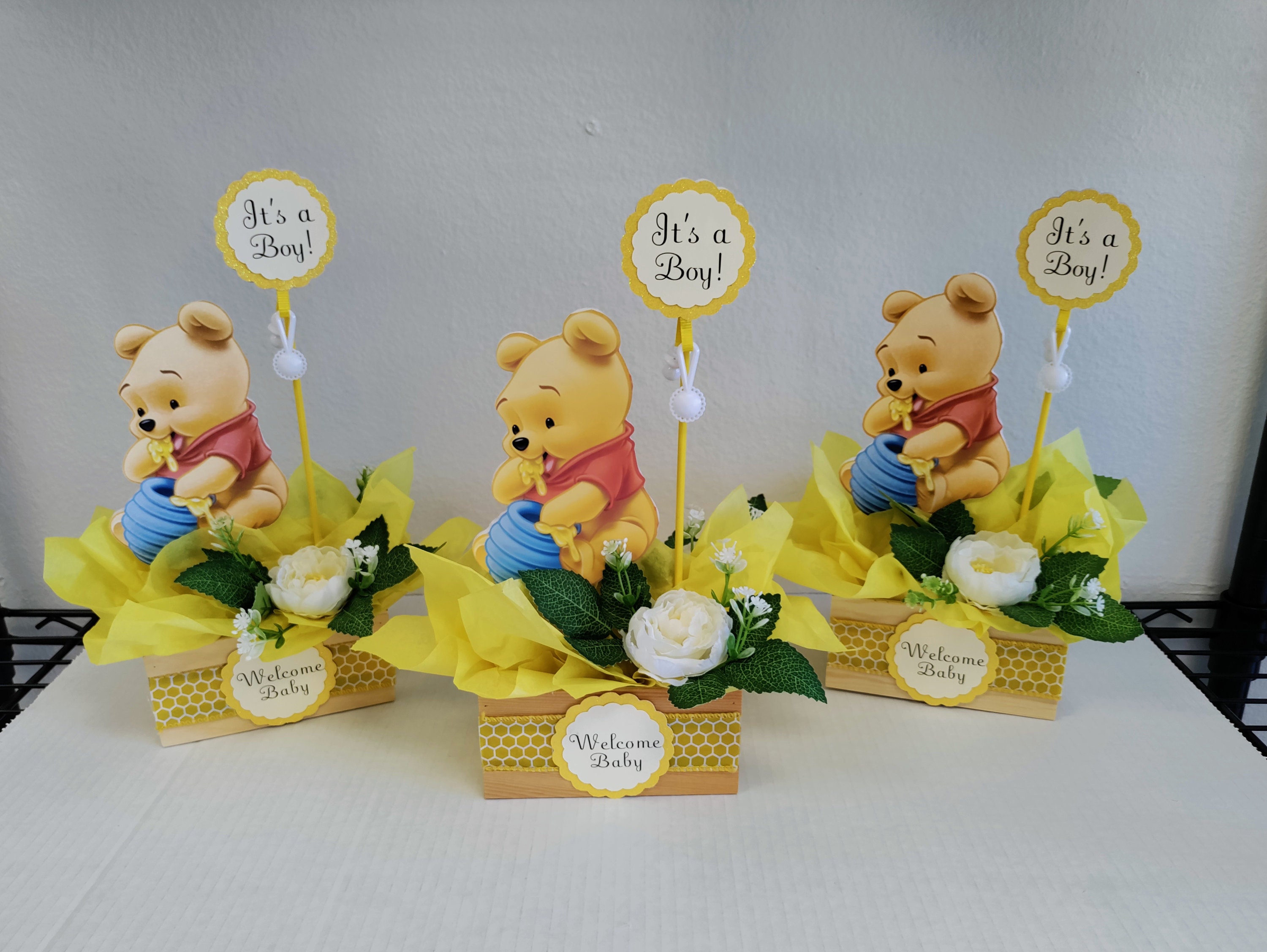 thinkstar 16 Pcs Classic The Pooh Centerpieces For Baby Shower Decorations Winnie  Centerpieces Table Toppers On