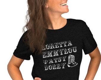Queens of Country Music Shirt: Loretta, Emmylou, Patsy, and Dolly
