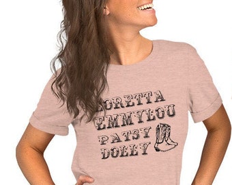Queens of Country Music Shirt: Loretta, Emmylou, Patsy, and Dolly