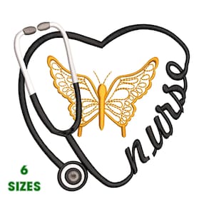 Nurse Love Machine Embroidery Design, Stethoscope Embroidery Design 6 Sizes - INSTANT DOWNLOAD
