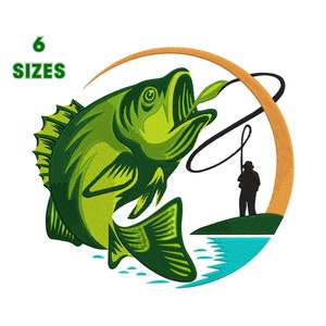 Machine Embroidery Design Fisherman 6 Sizes - INSTANT DOWNLOAD