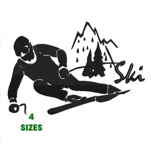 Ski fahrende Maschinenstickerei, 4 Größen - INSTANT DOWNLOAD