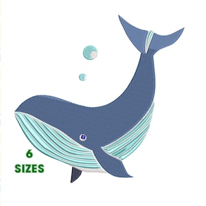 Whale Embroidery Design, Blue Whale Embroidery, Whale Design, Embroidery Pattern - 6 Sizes