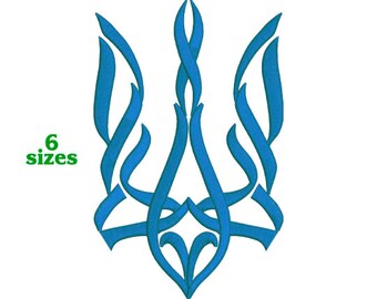 The Coat Of Arms Of Ukraine, Embroidery Design Tryzub 6 sizes - INSTANT DOWNLOAD