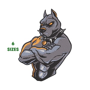 Pitbull, Angry Dog, Patrol Dog, Machine Embroidery Design 6 size - INSTANT DOWNLOAD
