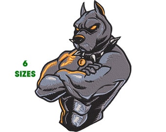 Pitbull, Angry Dog, Patrol Dog, Machine Embroidery Design 6 size - INSTANT DOWNLOAD