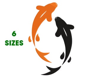 Koi Fish Carp Embroidery, Japanese Koi Machine Embroidery Design - 6 Sizes - INSTANT DOWNLOAD