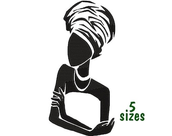 Design machine embroidery Root African, African woman 5 size - INSTANT DOWNLOAD