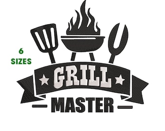 Embroidery Design Grill Master, Barbecue, BBQ  6 size - INSTANT DOWNLOAD