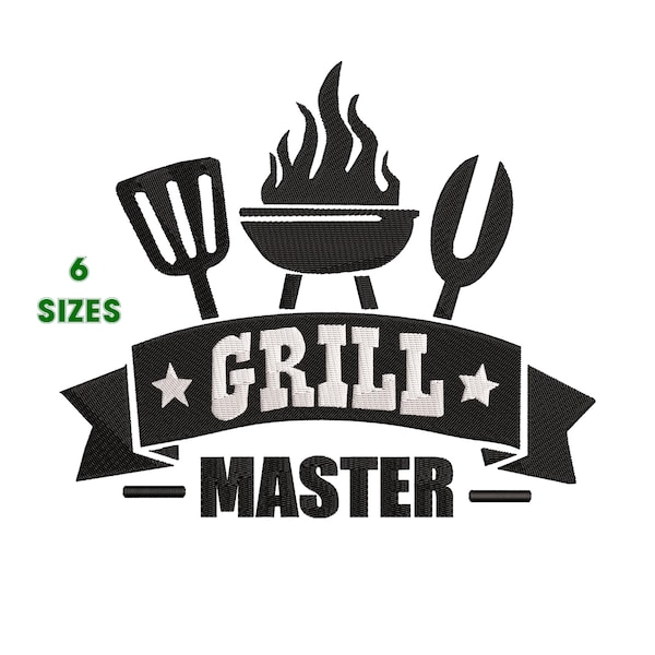 Embroidery Design Grill Master, Barbecue, BBQ  6 size - INSTANT DOWNLOAD