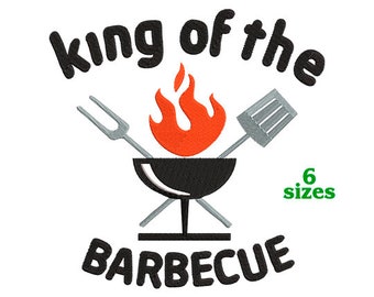 Barbecue King Machine Embroidery Design 6 sizes - INSTANT DOWNLOAD