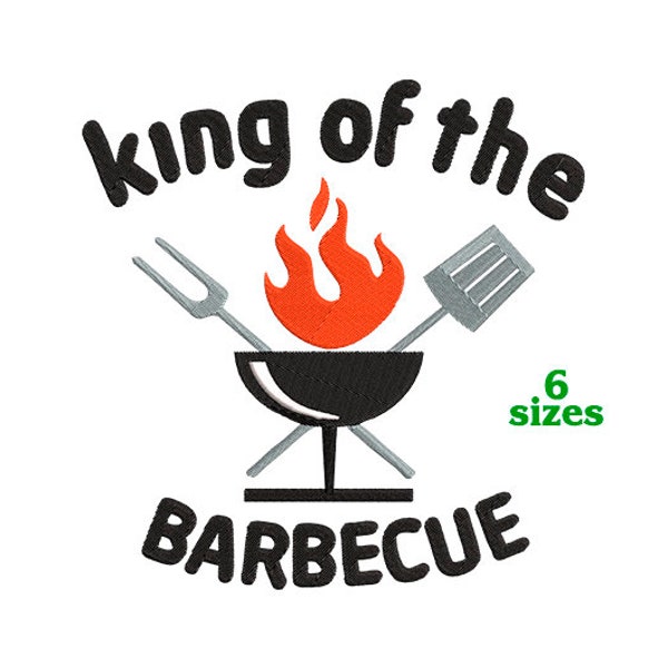 Barbecue King Machine Embroidery Design 6 sizes - INSTANT DOWNLOAD