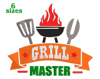 Grill Master Colors, Barbecue, Barbecue Machine Embroidery Design 6 sizes - INSTANT DOWNLOAD