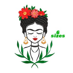 Girl with Flower Machine Embroidery Design 6 sizes - INSTANT DOWNLOAD
