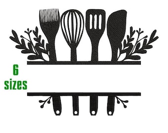 Kitchen Utensils Split, Baking Split Design, Frame Machine Embroidery Design - INSTANT DOWNLOAD