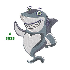 Funny Shark Machine Embroidery Design 7 size - INSTANT DOWNLOAD