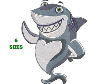 Funny Shark Machine Embroidery Design 7 size - INSTANT DOWNLOAD