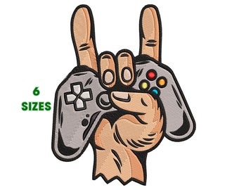 Джойстик, дизайн вышивки логотипа Gamer, 6 размеров - МГНОВЕННАЯ ЗАГРУЗКА