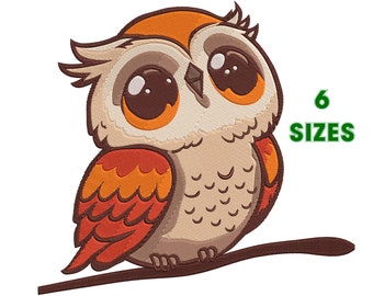Owl Embroidery Design, Wild Bird Embroidery File 6 Sizes - INSTANT DOWNLOAD
