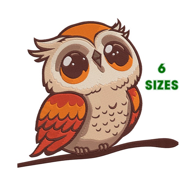 Owl Embroidery Design, Wild Bird Embroidery File 6 Sizes - INSTANT DOWNLOAD