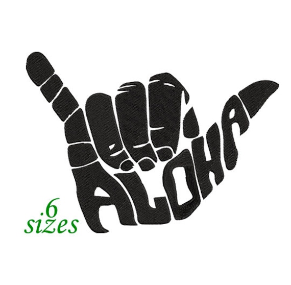 【くろ】aloha(hand) ・手書きデイジーPIN Shaka Aloha Sign Embroidery Design 6 Sizes - INSTANT DOWNLOAD - Etsy