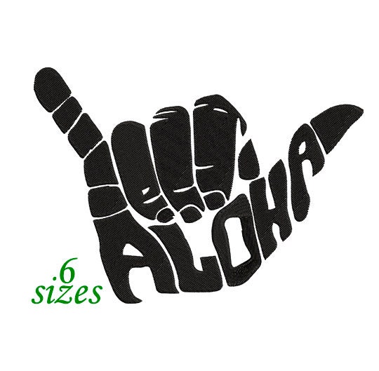 Shaka Aloha Sign Embroidery Design 6 Sizes - INSTANT DOWNLOAD - Etsy