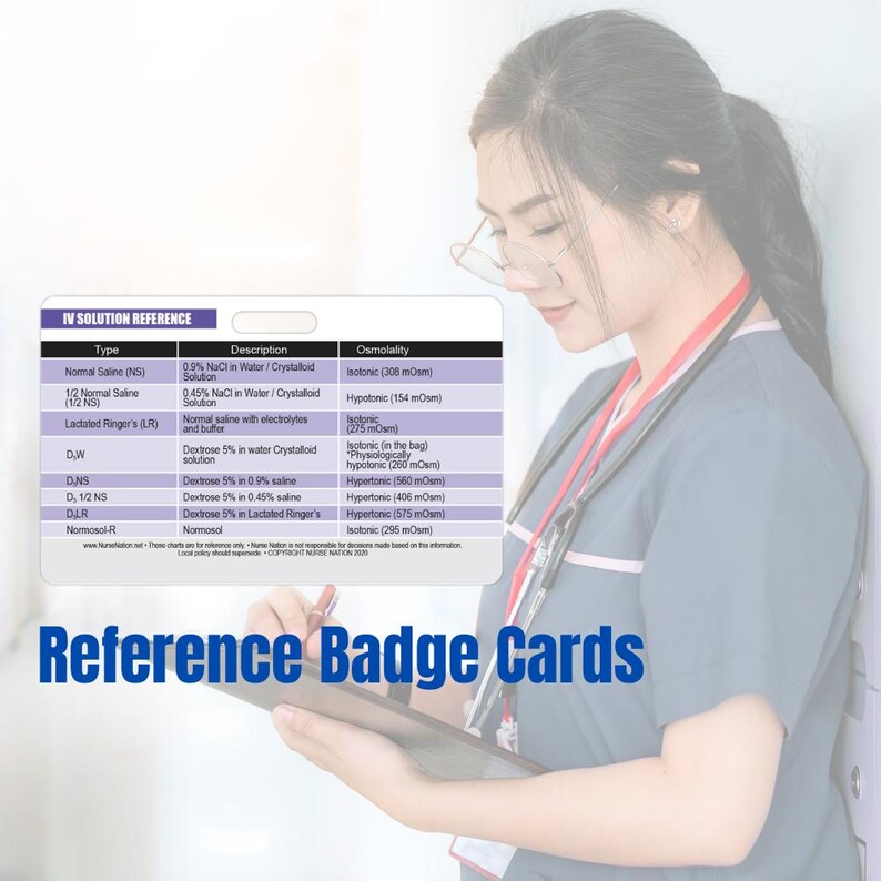 Iv Tech Card IV (intravenous) Solution Reference Horizontal Badge Card - Etsy