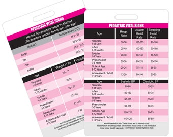 Pediatric Vital Signs Vertical Badge Card