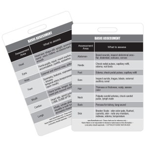 Tarjeta de insignia vertical de referencia de evaluación básica del paciente
