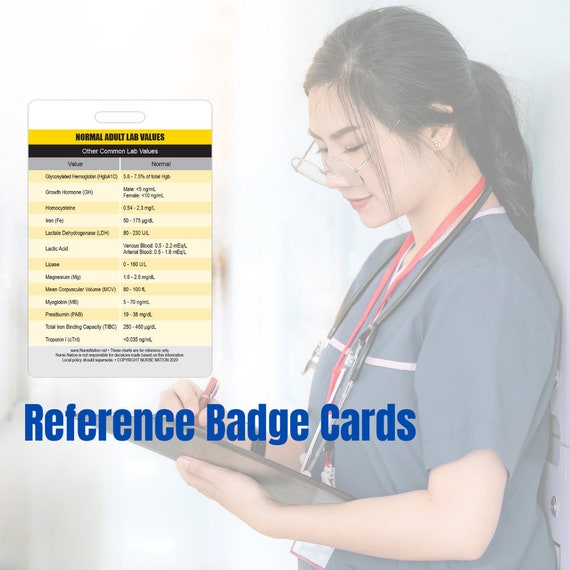 Nurse Nation 30 Vertical Badge Reference Cards Set Nursing, Lab
