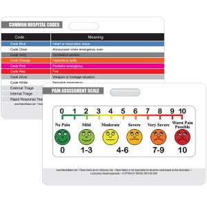 Pain Assessment Tool Reference and Common Hospital Code Meanings Horizontal Badge Card