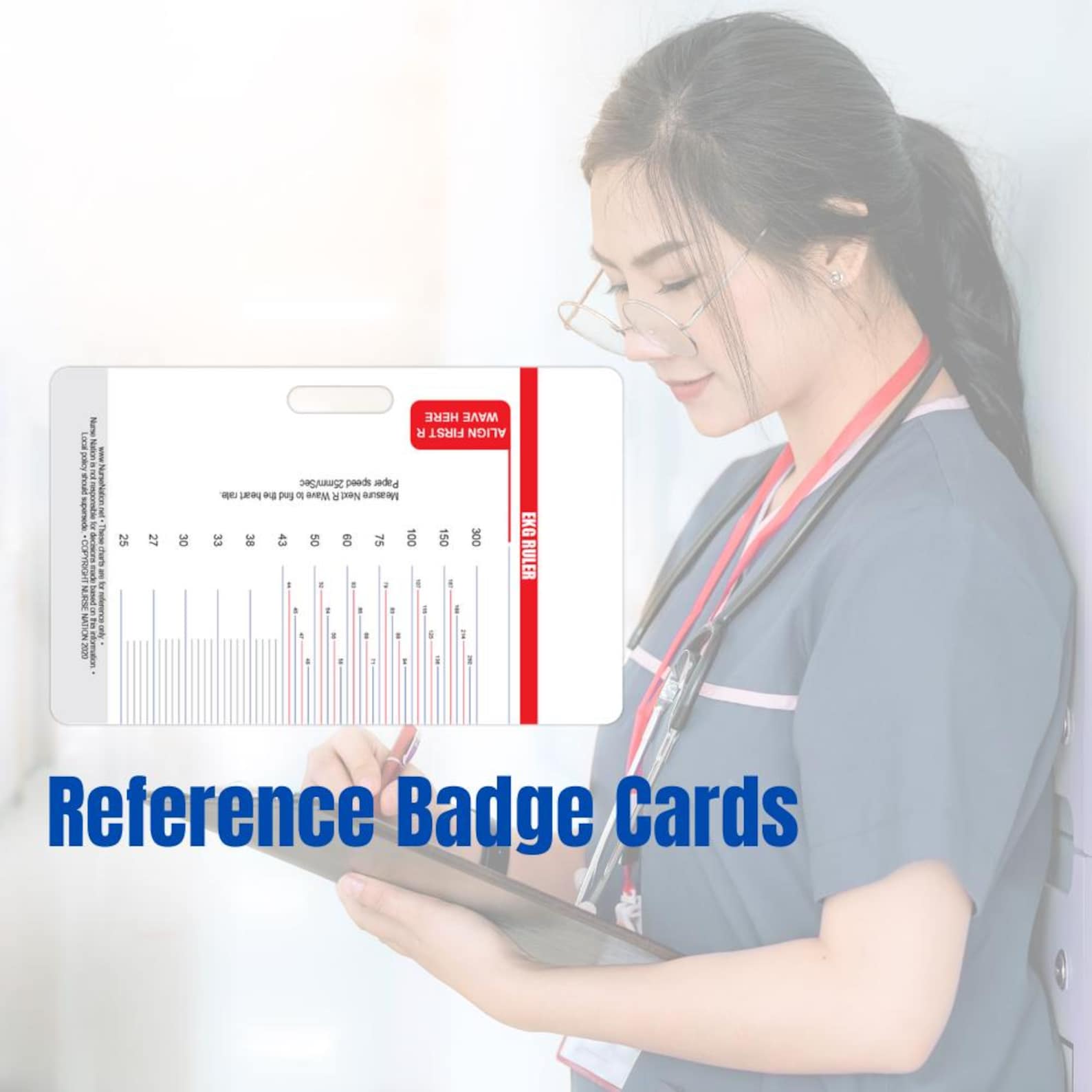 EKG Ruler Horizontal Badge Card Tool - ECG and Electrocardiogram Ruler ...