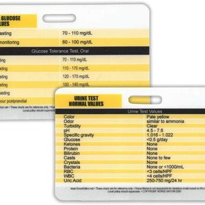 Valores normales de laboratorio de orina y valores de laboratorio normales de glucosa referencia tarjeta de insignia horizontal